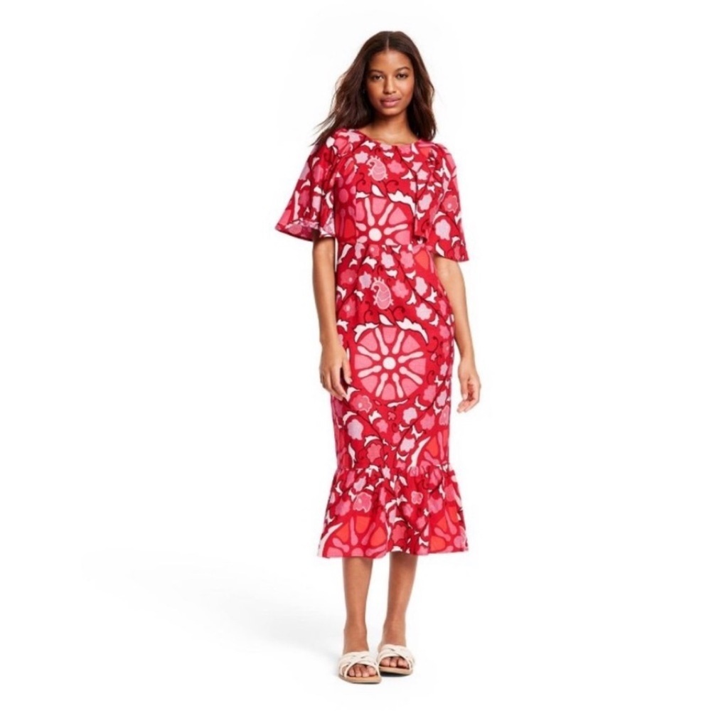 Rhode by Target Red Floral Midi Dress - Women's Elegant Patterned Dress - Picture 11 of 11